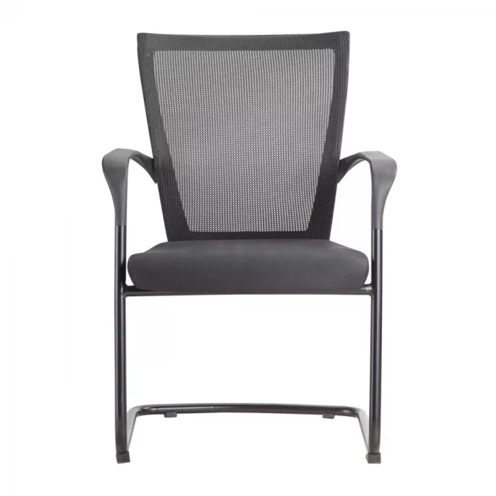 Ergonomischer Bürostuhl Primo mit Mesh Rücken und Kunststoff Gestell, einfacher Besucherstuhl fürs Büro und Homeoffice, Ansicht frontal