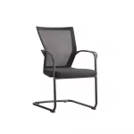 ergonomischer_buerostuhl_besucherstuhl_primo_schraegansicht Ergonomischer Bürostuhl Primo mit Mesh Rücken und Kunststoff Gestell, einfacher Besucherstuhl fürs Büro und Homeoffice, Ansicht vorne seitlich
