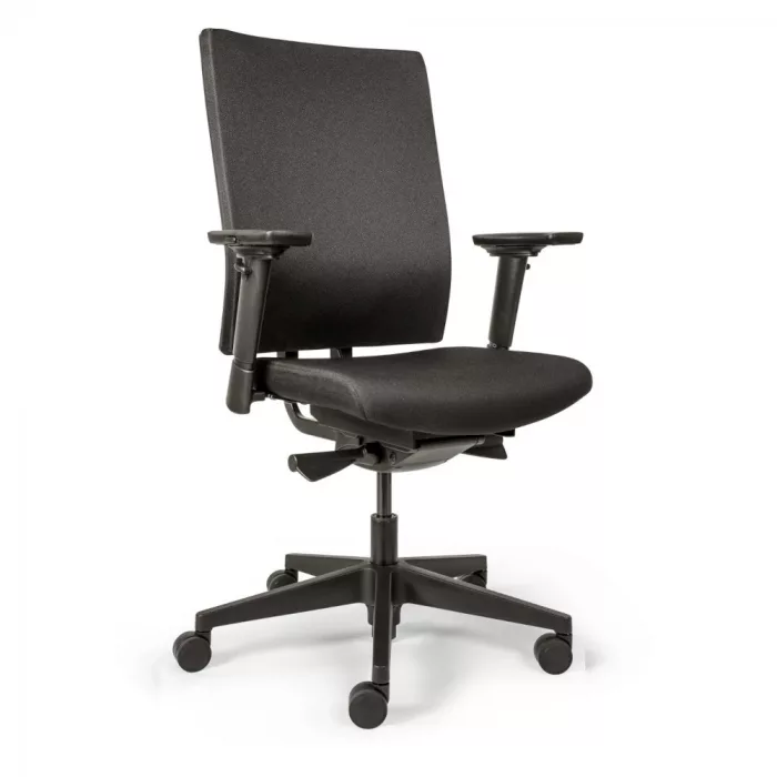 Ergonomischer Bürostuhl Forma Base mit Stoff Rücken, ergonomischer Schreibtischstuhl fürs Büro und Homeoffice, Ansicht vorne seitlich
