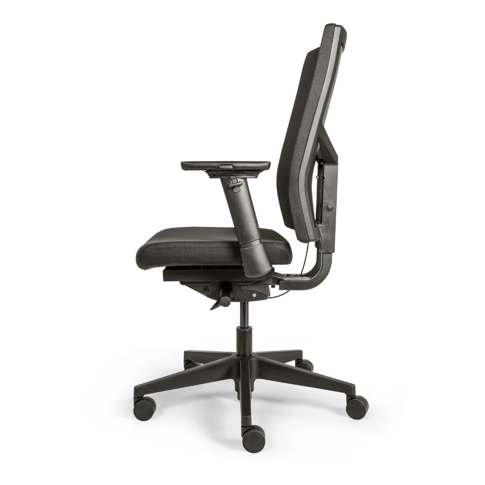 ergonomischer_buerostuhl_forma_base_schwarz_1 Ergonomischer Bürostuhl Forma Base mit Stoff Rücken, ergonomischer Schreibtischstuhl fürs Büro und Homeoffice, Ansicht seitlich
