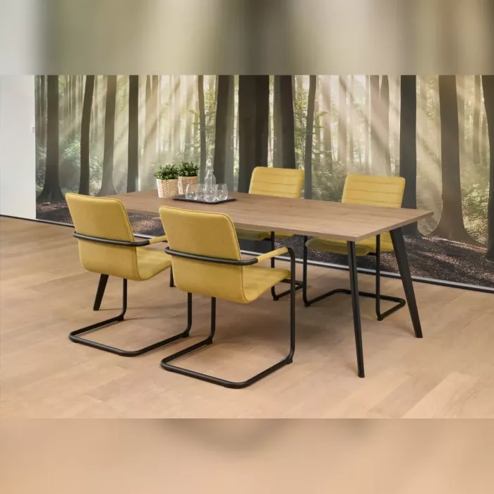 Moderner Konferenztisch Vario in Havanna mit schwarzem Gestell, ergonomischer Schreibtisch fürs Büro und Homeoffice