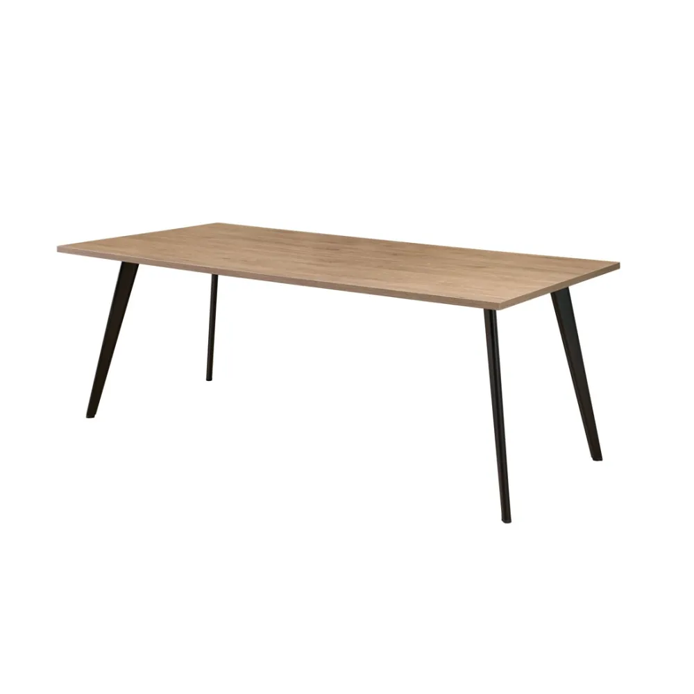 Moderner Konferenztisch Vario in Havanna mit schwarzem Gestell, ergonomischer Schreibtisch fürs Büro und Homeoffice, weißer Hintergrund
