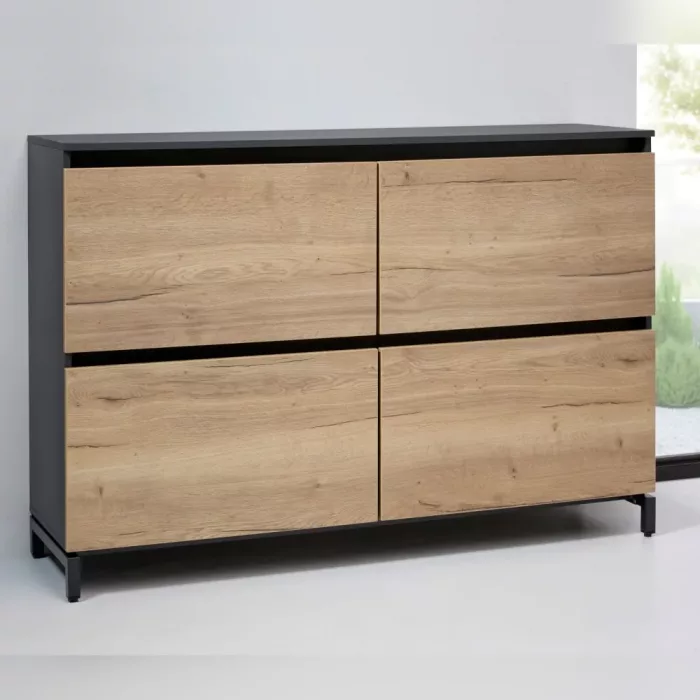 Modernes Sideboard, Aufbewahrungsschrank Orbis Low fürs Büro und Homeoffice, Holzoptik