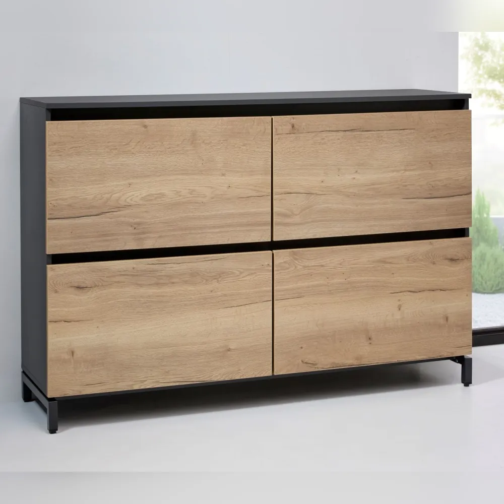 Modernes Sideboard, Aufbewahrungsschrank Orbis Low fürs Büro und Homeoffice, Holzoptik