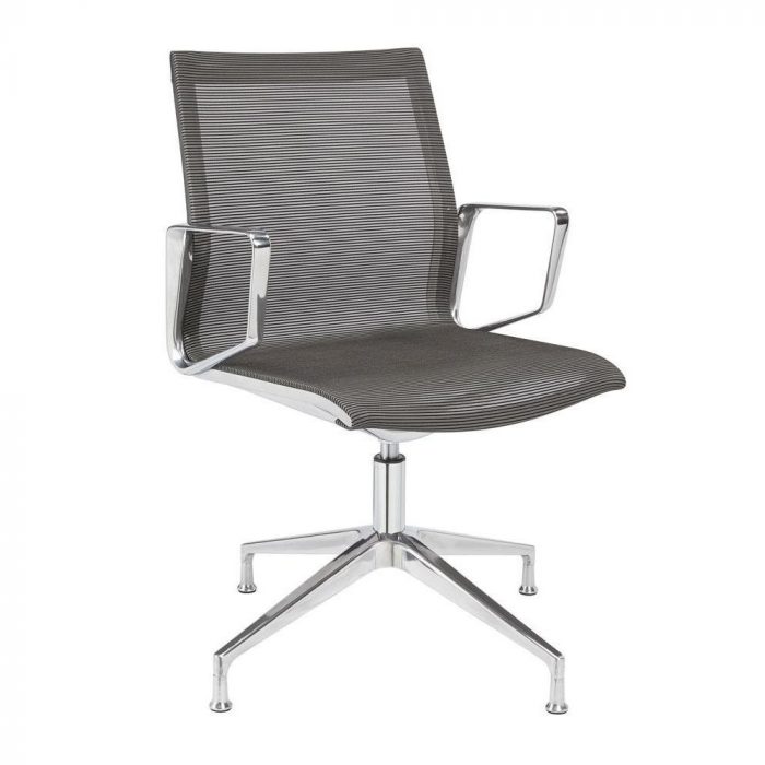 Ergonomischer Bürostuhl Atria Mesh mit Mesh Rücken und Chrom Gestell, ergonomischer Besucherstuhl fürs Büro und Homeoffice, Ansicht vorne seitlich