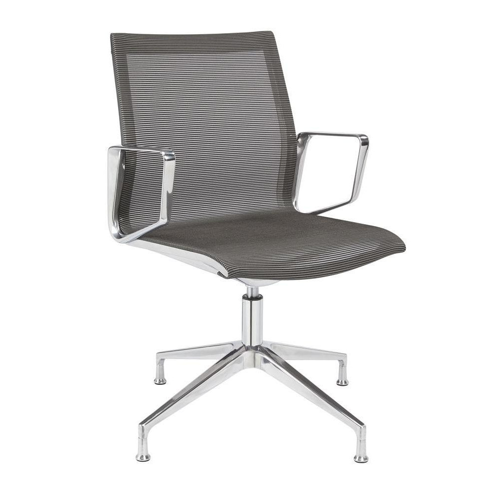 Ergonomischer Bürostuhl Atria Mesh mit Mesh Rücken und Chrom Gestell, ergonomischer Besucherstuhl fürs Büro und Homeoffice, Ansicht vorne seitlich