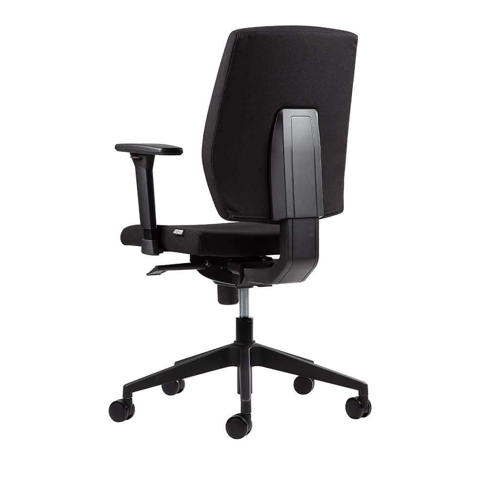 ergonomischer_buerostuhl_ergo_core_schwarz_hinten Ergonomischer Bürostuhl Ergo Core in Schwarz mit Kunststoff Gestell, ergonomischer Schreibtischstuhl fürs Büro und Homeoffice, Ansicht hinten links