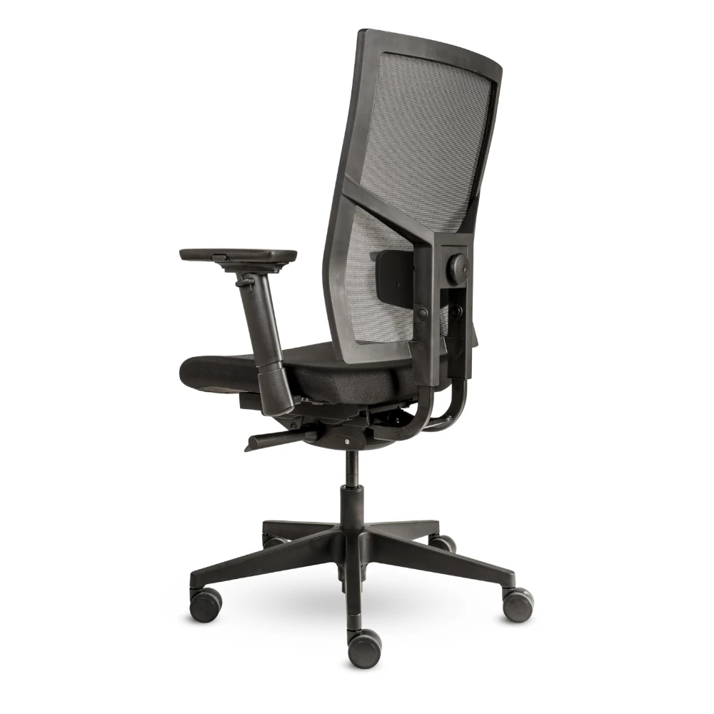 ergonomischer_buerostuhl_forma_air_schwarz_1 Ergonomischer Bürostuhl Forma Air mit Mesh Rücken, ergonomischer Schreibtischstuhl fürs Büro und Homeoffice, Ansicht seitlich hinten rechts