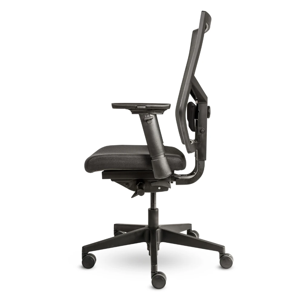 ergonomischer_buerostuhl_forma_air_schwarz_4 Ergonomischer Bürostuhl Forma Air mit Mesh Rücken, ergonomischer Schreibtischstuhl fürs Büro und Homeoffice, Ansicht seitlich