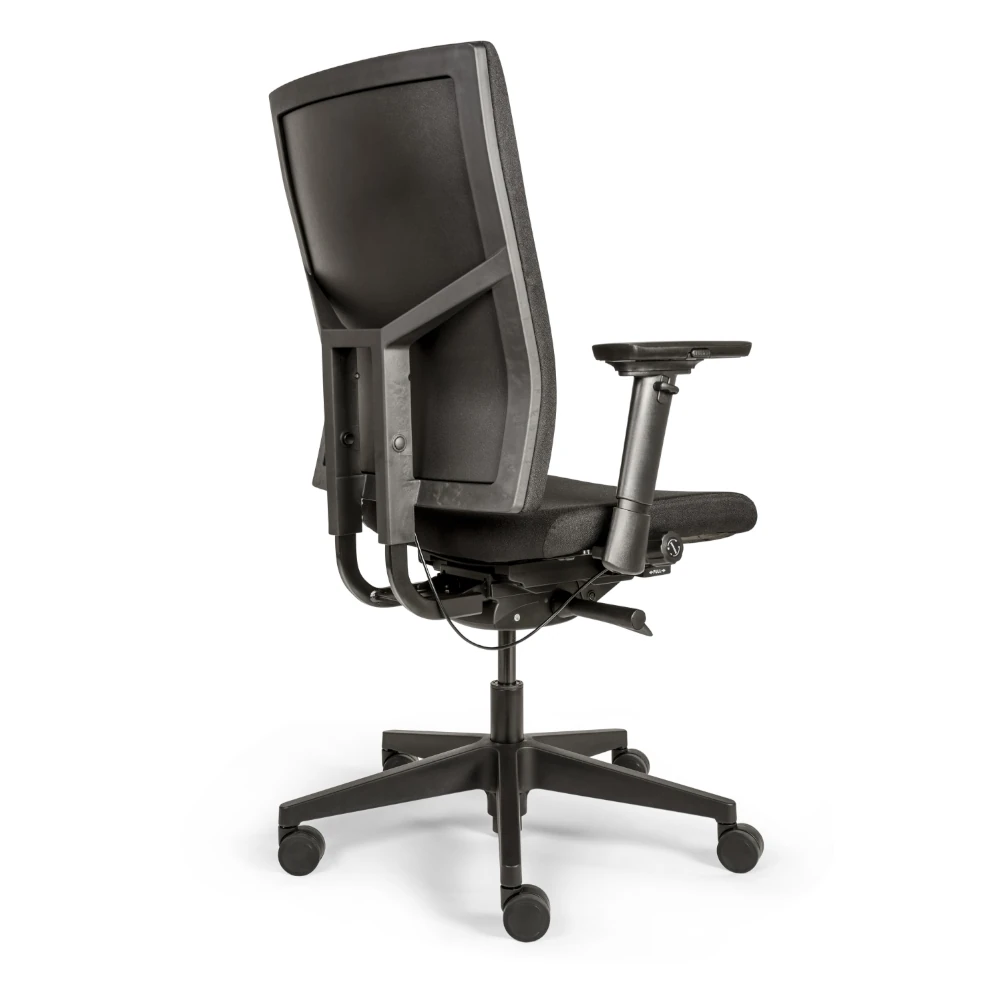 ergonomischer_buerostuhl_forma_base_schwarz_3 Ergonomischer Bürostuhl Forma Base mit Stoff Rücken, ergonomischer Schreibtischstuhl fürs Büro und Homeoffice, Ansicht hinten links